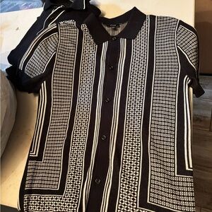 Express Black and White Casual Button Down Shirt